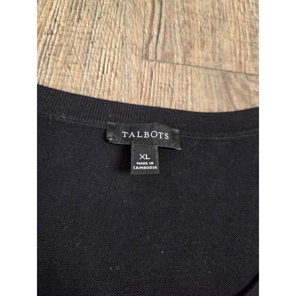 Talbots Solid Black Classic Thin Button Front Car… - image 2
